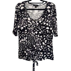 Style & Co Stretchy SIZE XL Black White EUC lIquid Knit 3/4 Sleeve Black White